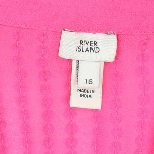River Island Women's Pink Button-Up Top Size 16