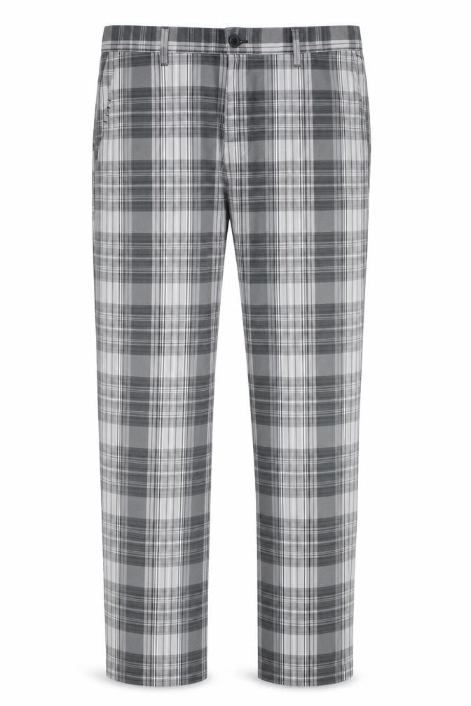 Front view of Slazenger Men’s Grey Plaid Trousers 36W Casual