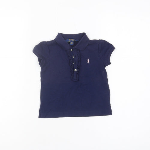 Ralph Lauren Girls Blue Polo T-Shirt, 2 Years, Classic Style