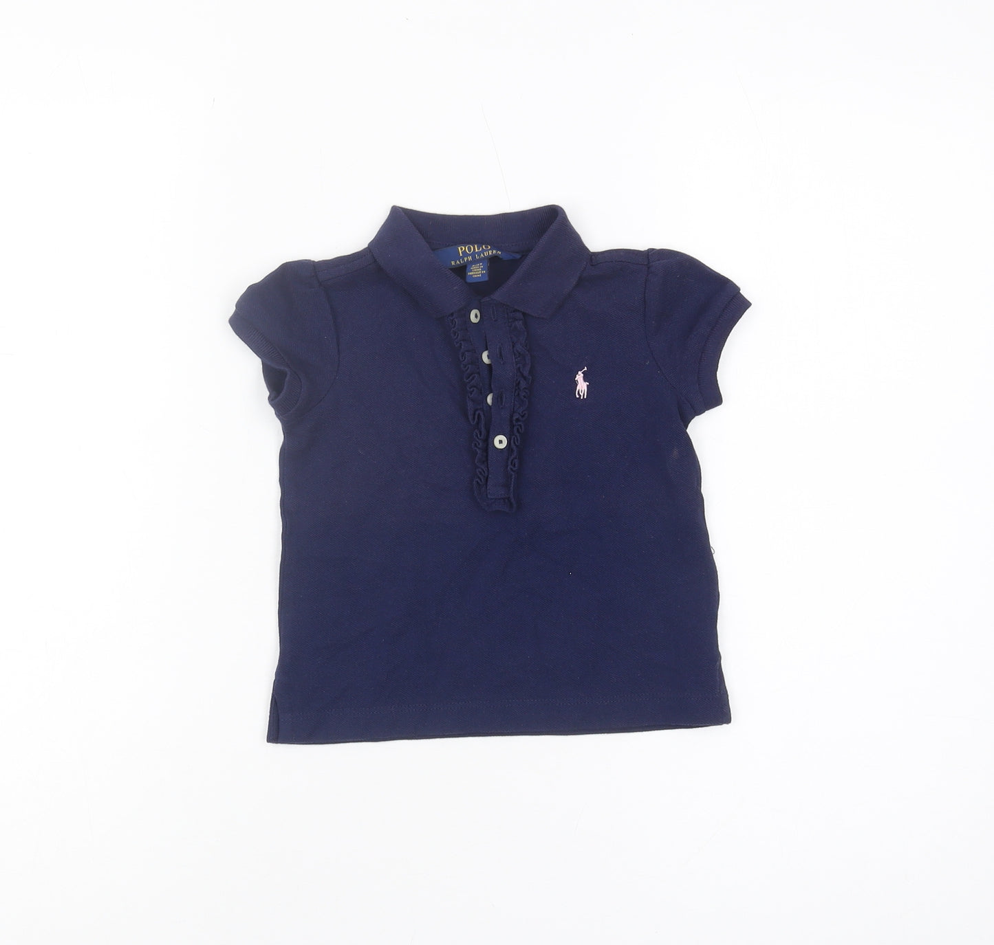 Ralph Lauren Girls Blue Polo T-Shirt, 2 Years, Classic Style