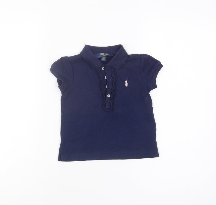 Ralph Lauren Girls Blue Polo T-Shirt, 2 Years, Classic Style