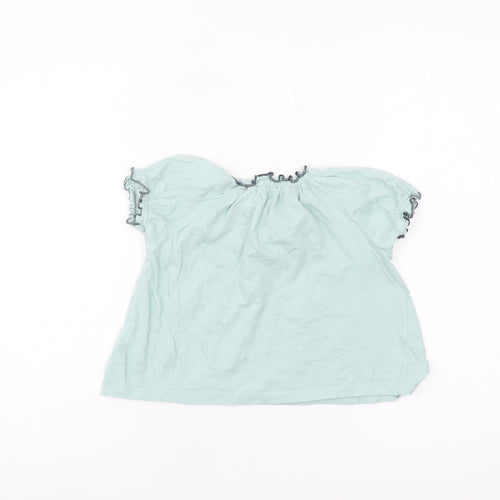 Next Girls Green Blouse 12-18 Months Floral Embroidered
