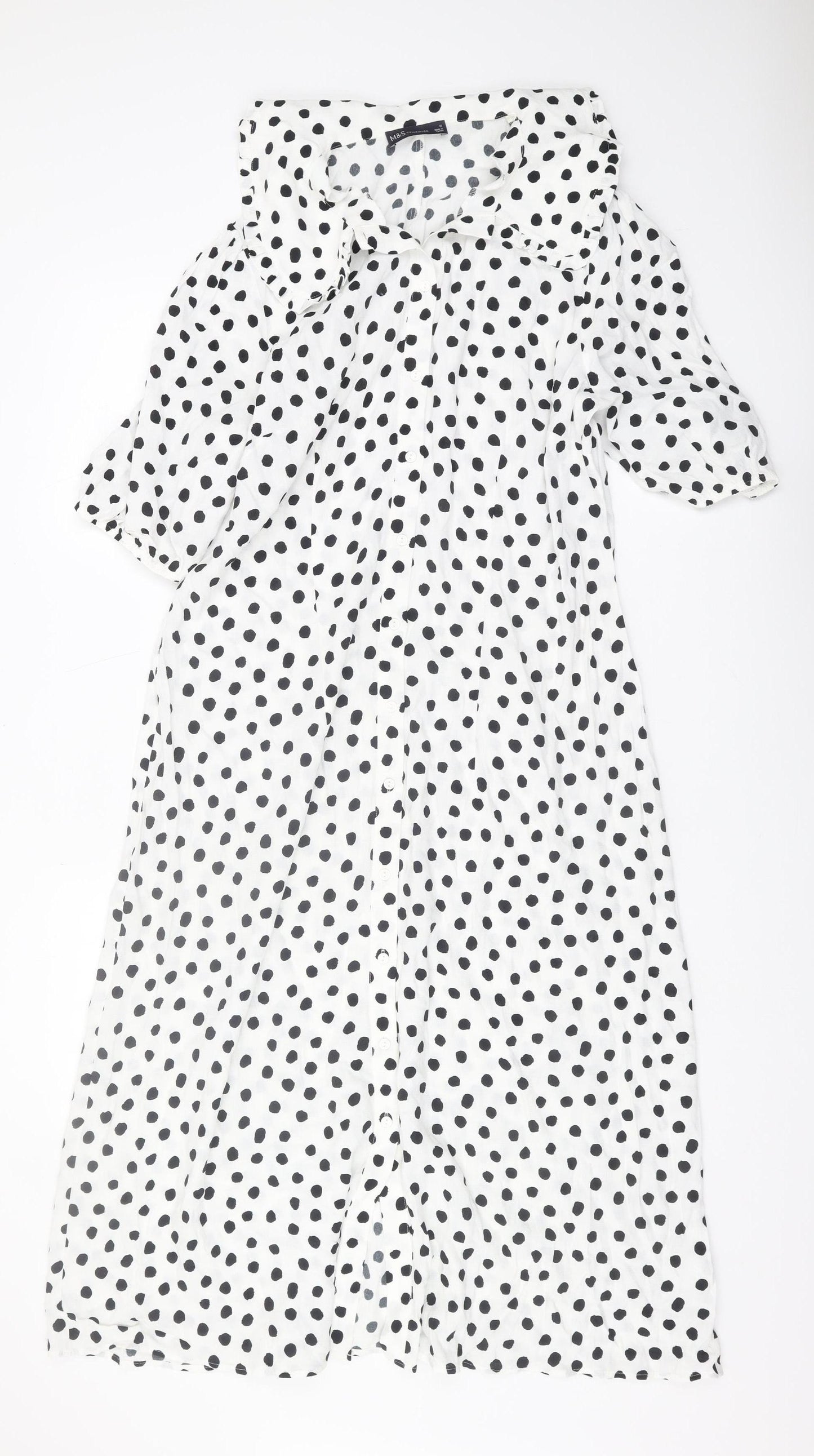Marks and Spencer Women's White Polka Dot Midi Dress