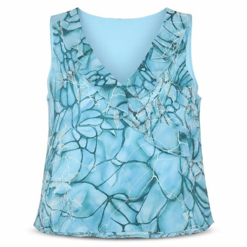 Klass Women's Blue V-Neck Floral Tank Petite Size 18