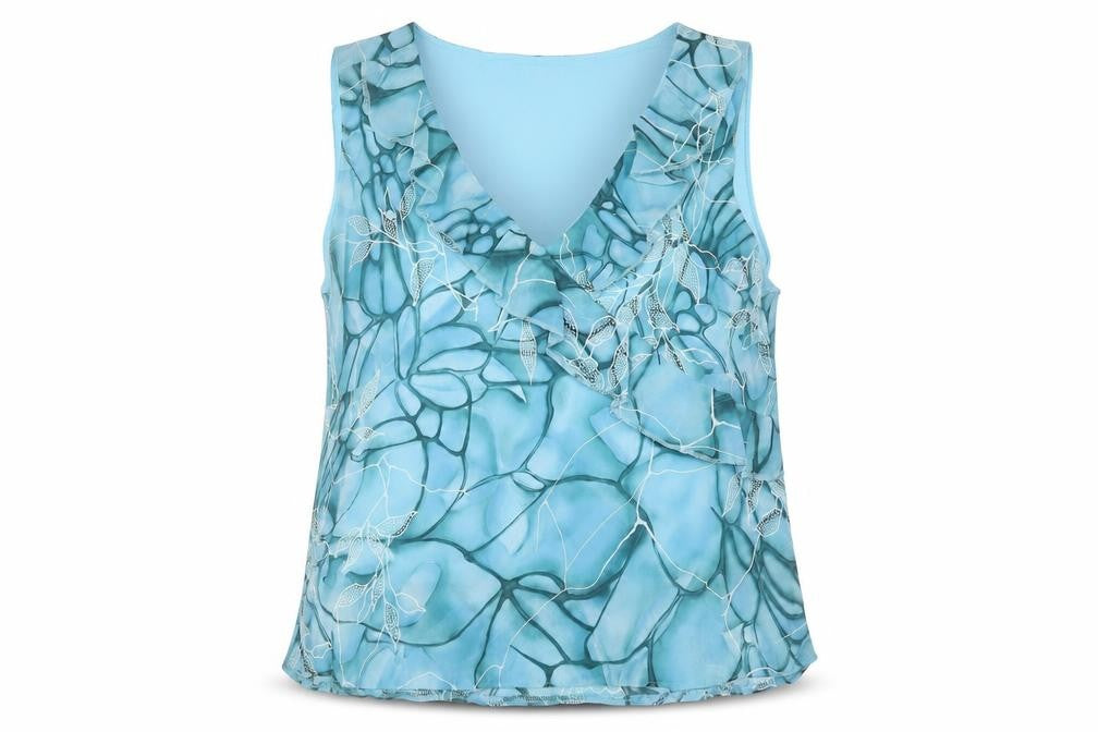 Klass Women's Blue V-Neck Floral Tank Petite Size 18