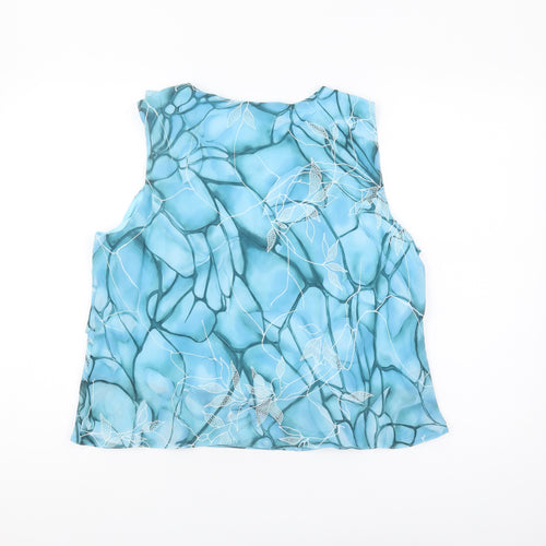Klass Women's Blue V-Neck Floral Tank Petite Size 18