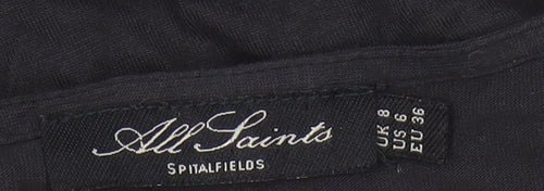 AllSaints Black Women's Dress UK 8 Beaded Short Sleeve