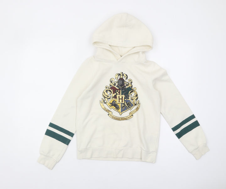 H&M Girls Ivory Harry Potter Pullover Hoodie, Size 10-12