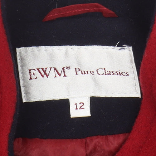 EWM Women's Red Pea Coat Size 12 - Classic Style