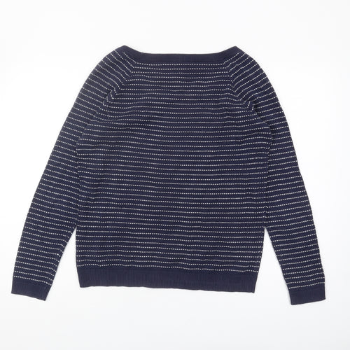 Gap Women's Navy Striped V-Neck Pullover Jumper, M