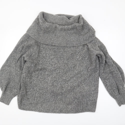 Warehouse Women's Grey Cowl Neck Pullover Jumper Size 12