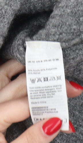 Warehouse Women's Grey Cowl Neck Pullover Jumper Size 12