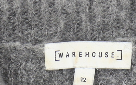 Warehouse Women's Grey Cowl Neck Pullover Jumper Size 12