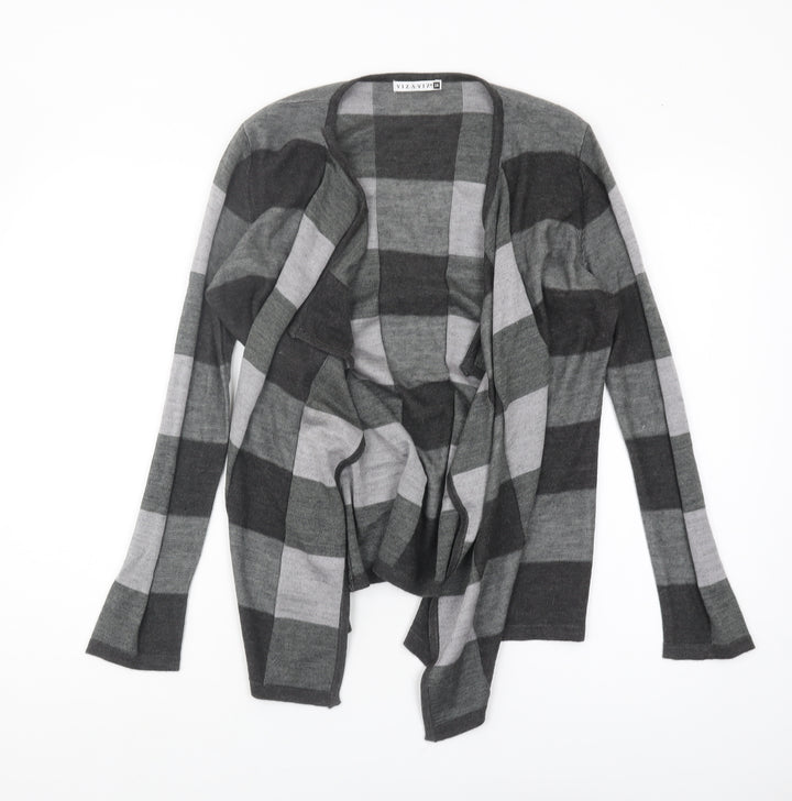 VIZ-A-VIZ Women's Grey Check Cardigan Size 14