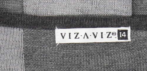 VIZ-A-VIZ Women's Grey Check Cardigan Size 14