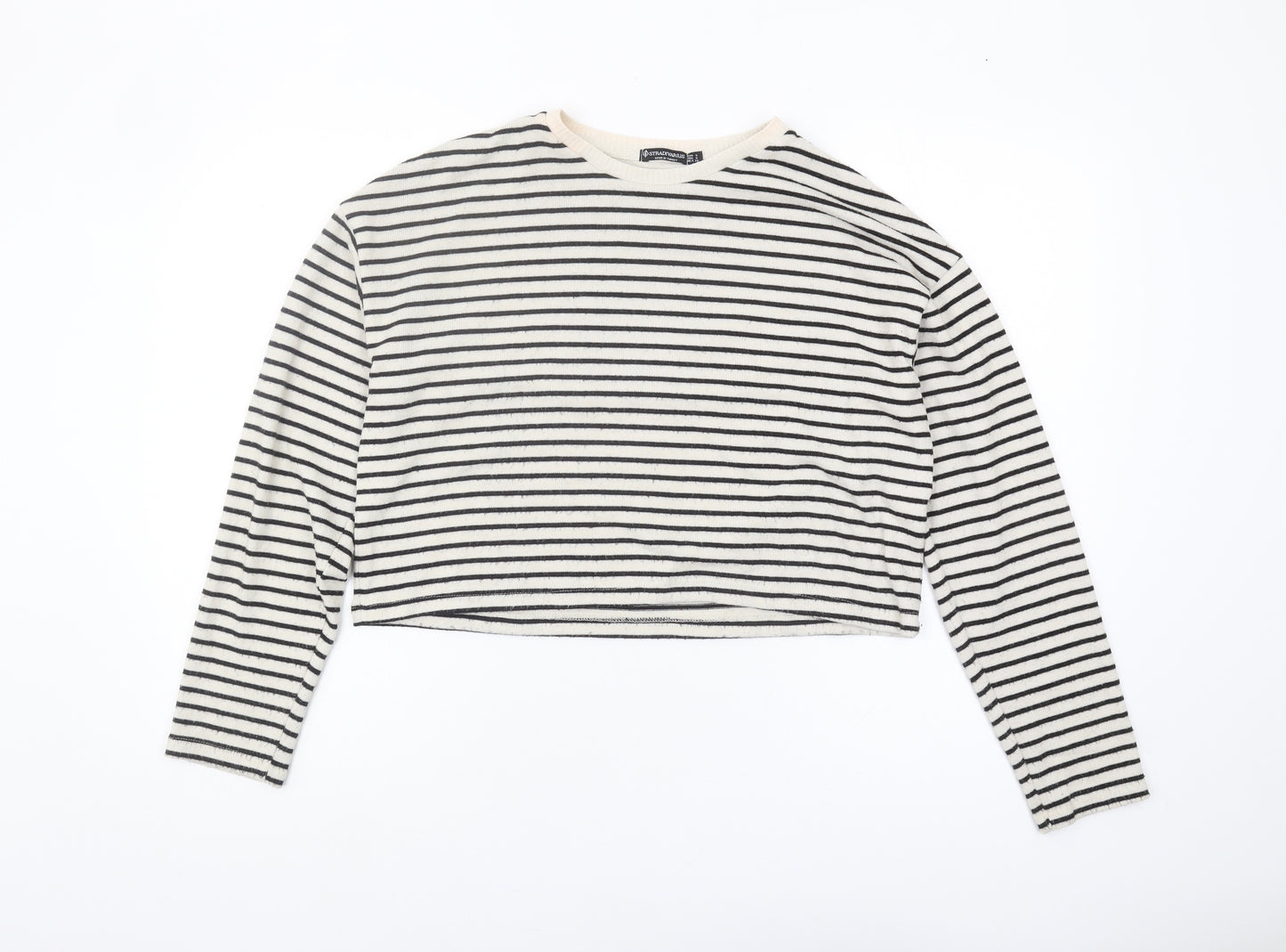 Stradivarius Women's White Striped Pullover Jumper S