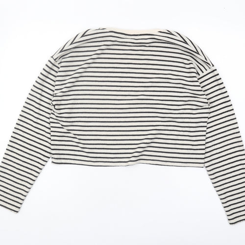 Stradivarius Women's White Striped Pullover Jumper S
