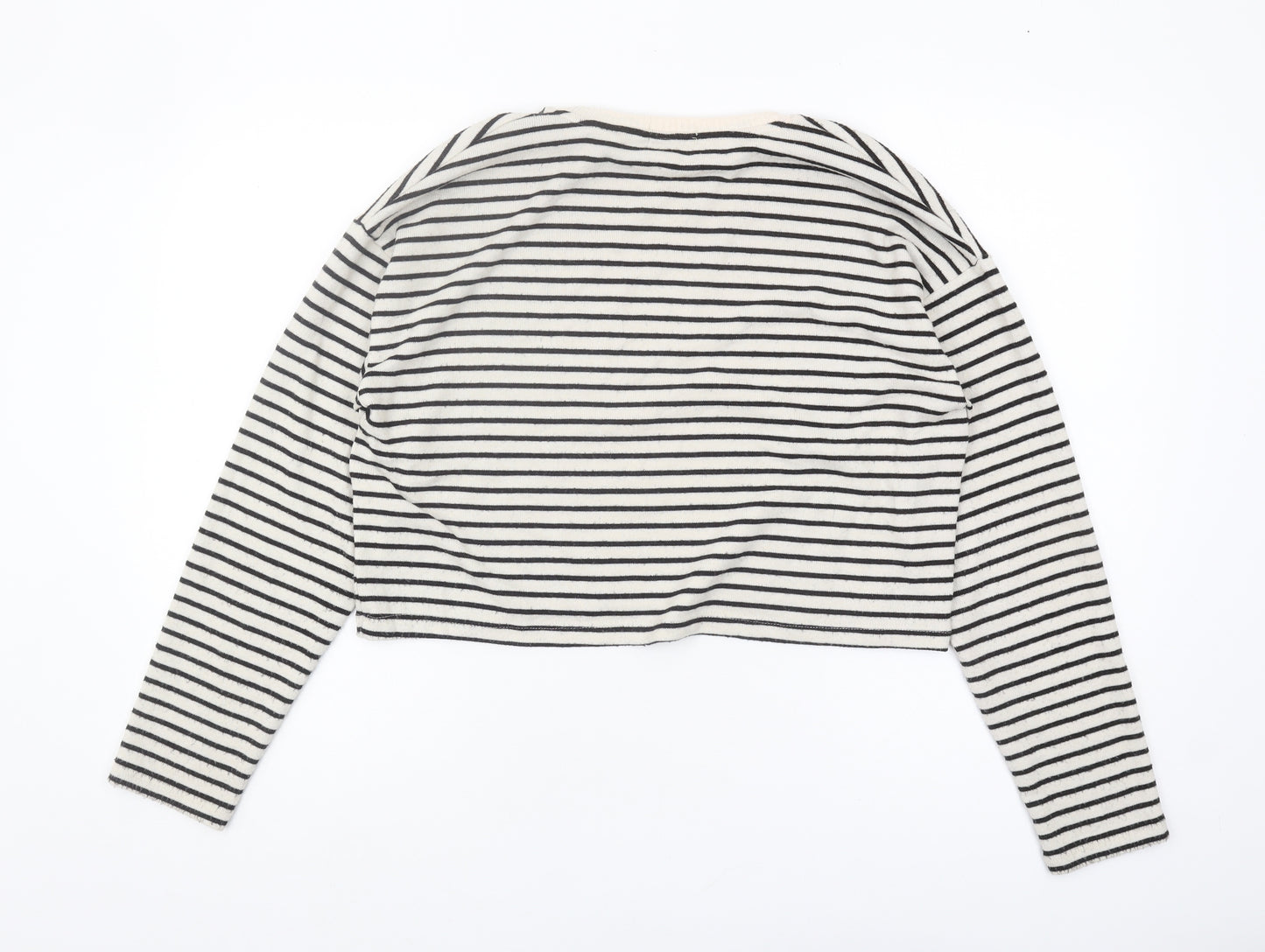 Stradivarius Women's White Striped Pullover Jumper S