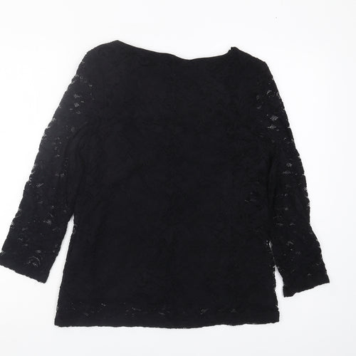 Roman Women's Black Lace Top with Beaded Neckline