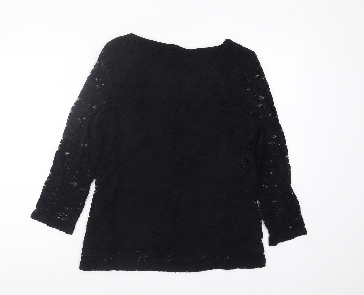 Roman Women's Black Lace Top with Beaded Neckline