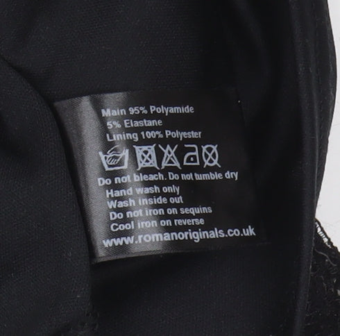 Roman Women's Black Lace Top with Beaded Neckline