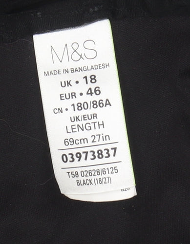 Marks and Spencer Women's Black A-Line Skirt - Size 18