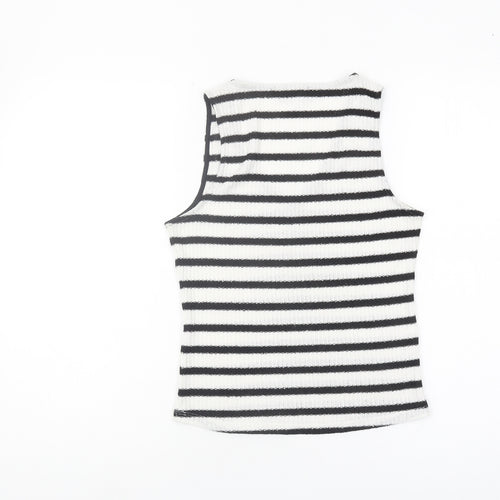 Mango Women's Black Striped Sleeveless Tank Size 12