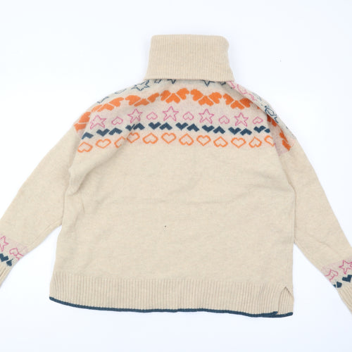 White Stuff Women's Beige Wool Roll Neck Knit Jumper UK 12