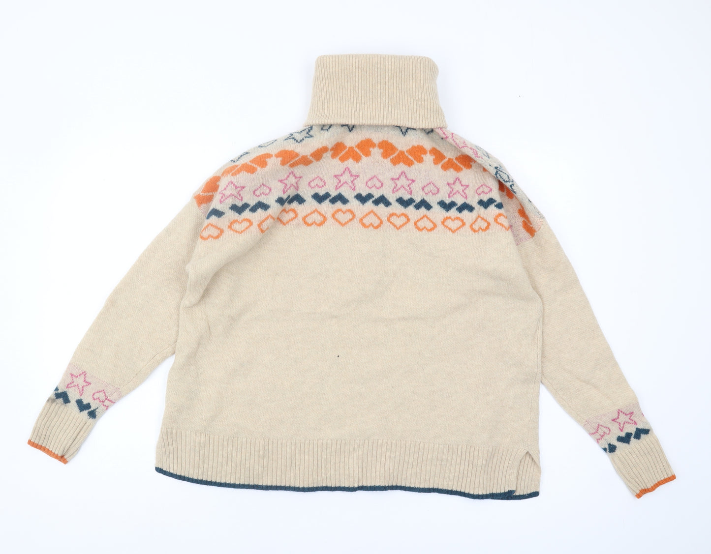 White Stuff Women's Beige Wool Roll Neck Knit Jumper UK 12