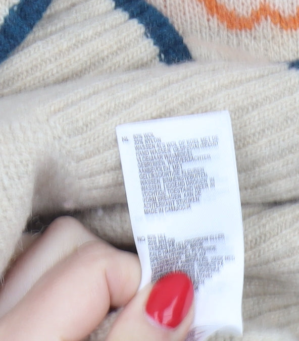 White Stuff Women's Beige Wool Roll Neck Knit Jumper UK 12