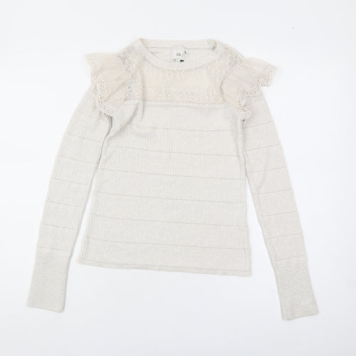 River Island Women's Beige Slim Fit Pullover Jumper