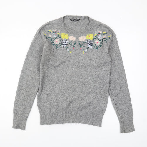 Dorothy Perkins Women Grey Embroidered Jumper Size 8