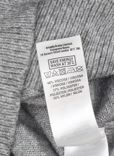 Dorothy Perkins Women Grey Embroidered Jumper Size 8