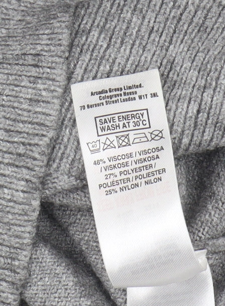 Dorothy Perkins Women Grey Embroidered Jumper Size 8