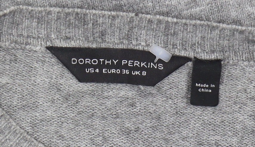 Dorothy Perkins Women Grey Embroidered Jumper Size 8