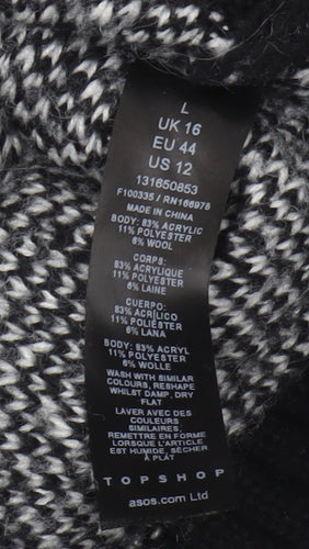TOPSHOP Women's Black Pullover Jumper, Size L