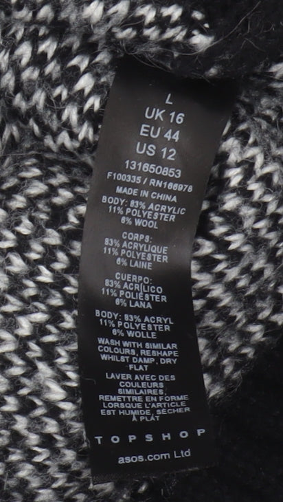 TOPSHOP Women's Black Pullover Jumper, Size L