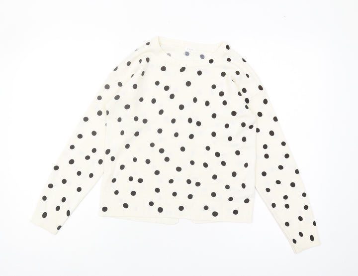 Next Girls Ivory Polka Dot Pullover Jumper - Size 10 Years