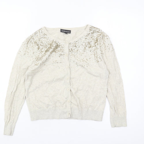Warehouse Women's Beige Sequin Cardigan Size 12