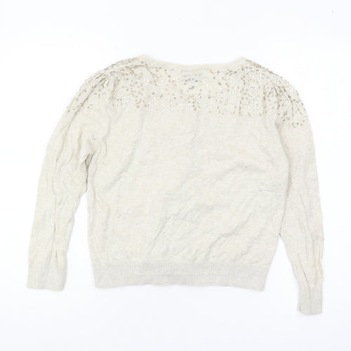 Warehouse Women's Beige Sequin Cardigan Size 12