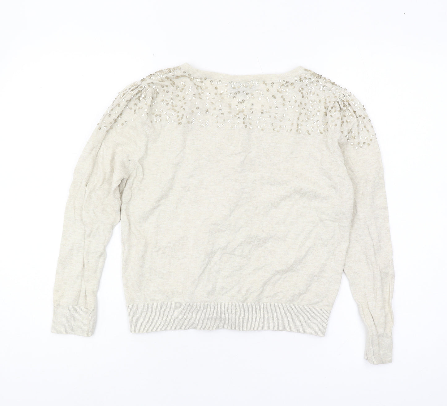 Warehouse Women's Beige Sequin Cardigan Size 12