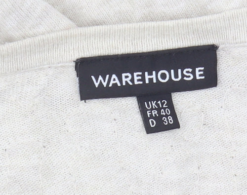 Warehouse Women's Beige Sequin Cardigan Size 12