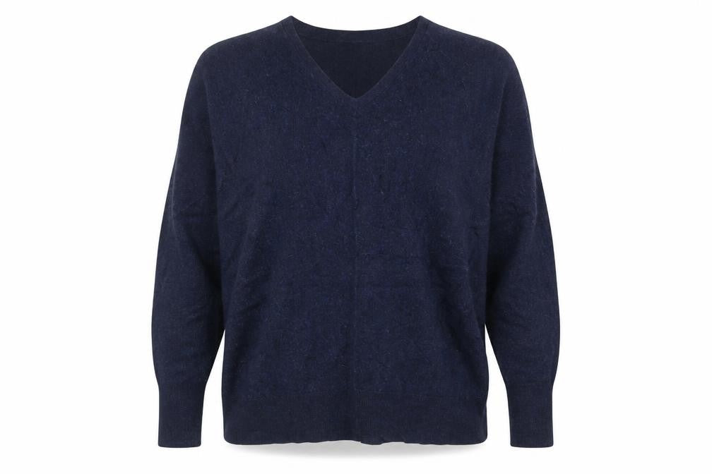 Front view of Hush Women's Blue V-Neck Jumper S