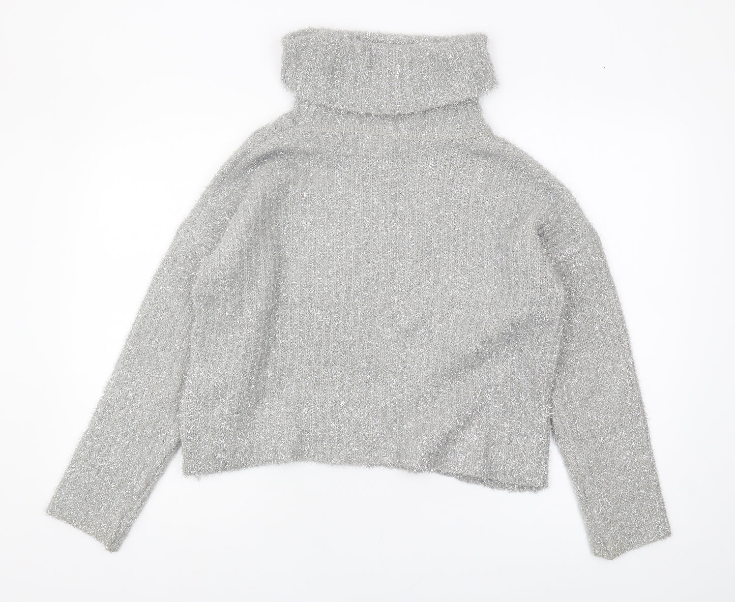 Lipsy Women's Silver Roll Neck Jumper Size 8