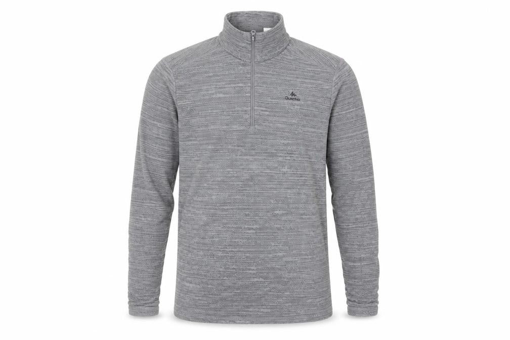Front view of Decathlon Men's Grey 1/2 Zip Sweatshirt S Regular