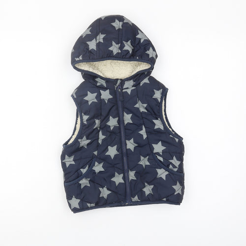 Boys Blue Hooded Star Puffer Jacket 4-5 Years, Polyester, Casual