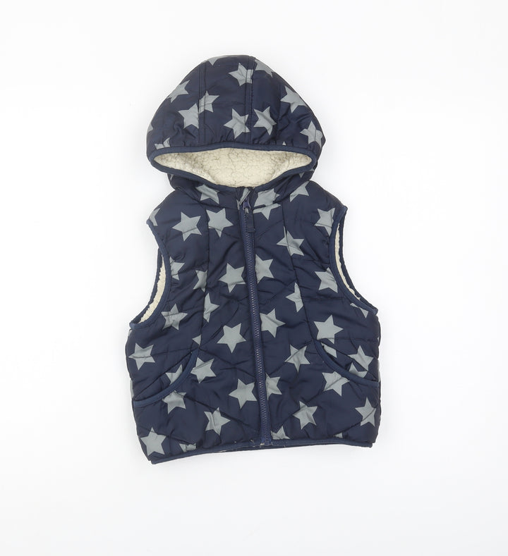 Boys Blue Hooded Star Puffer Jacket 4-5 Years, Polyester, Casual
