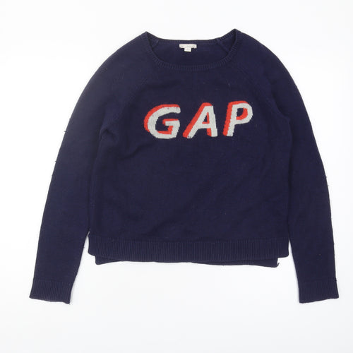 Gap Women's Blue Logo Pullover Jumper, Size S, Crew Neck