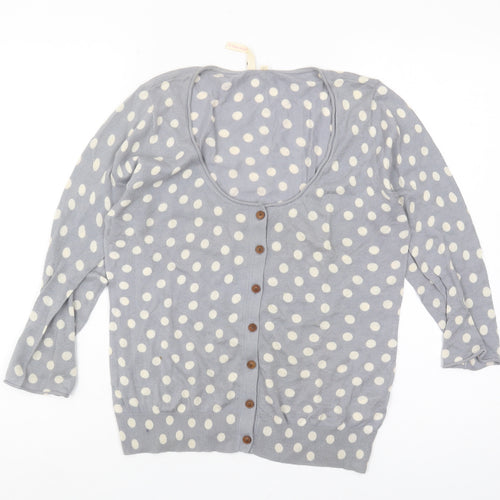 White Stuff Women's Grey Polka Dot Cardigan Size 12