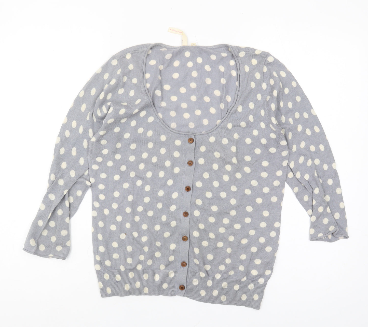 White Stuff Women's Grey Polka Dot Cardigan Size 12